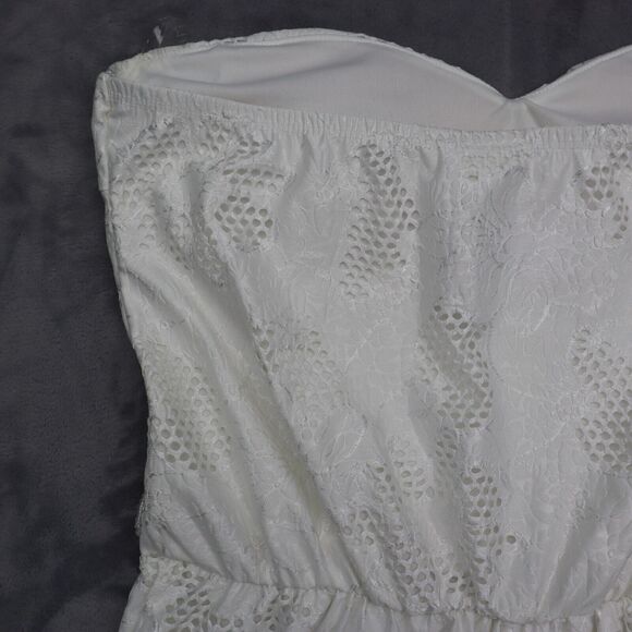 Jacaranda Jumpsuits Womens L White Strapless Floral Print Sweetheart Pullover - Picture 14 of 16